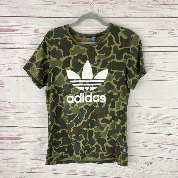 adidas Tops - Adidas Women's Green Camouflage Short Sleeve Crew Neck T-Shirt Size Small-